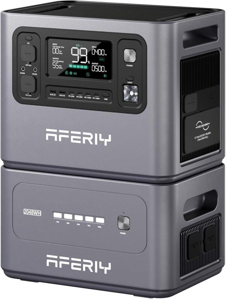 AFERIY Powerstation 2800W mobile Solaranlage 2026 mit Erweiterungsakku und 4096Wh Kapazität