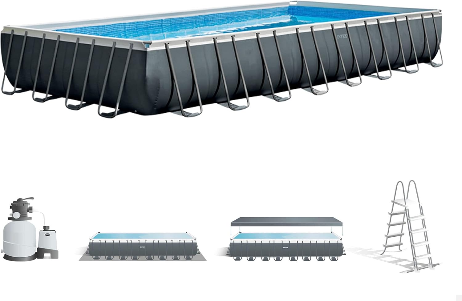 Intex Ultra XTR Frame Aufstellpool 2026 rechteckig mit großer Wasserfläche im Garten