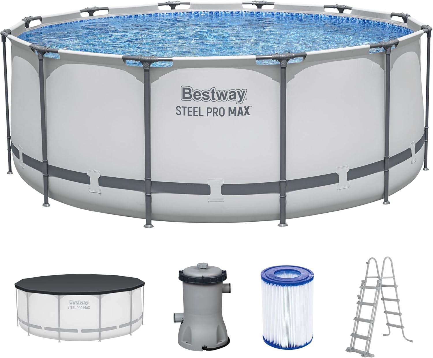 Aufstellpool Bestway Komplett-Set mit Filterpumpe und Leiter im Garten