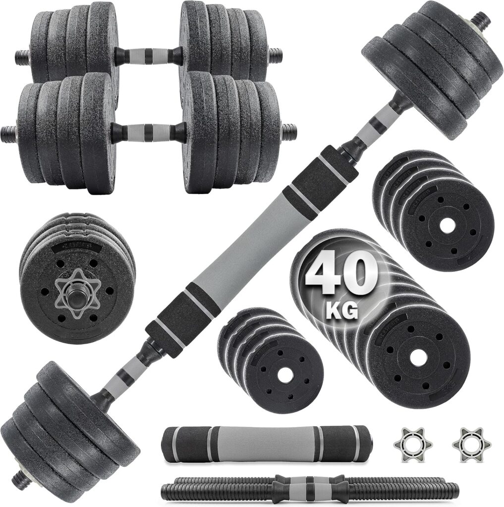 C.P. Sports 2in1 Hantelset Kurzhantel Langhantel 40kg