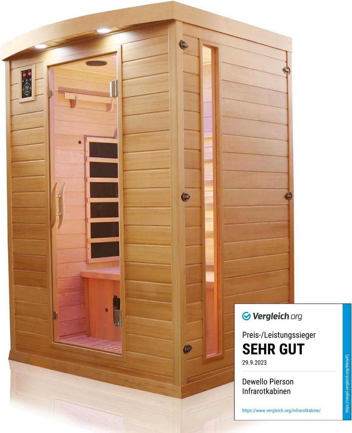 Dewello Infrarotkabine Pierson 2 Personen Hemlock Holz Wellness Sauna Vergleich 2026