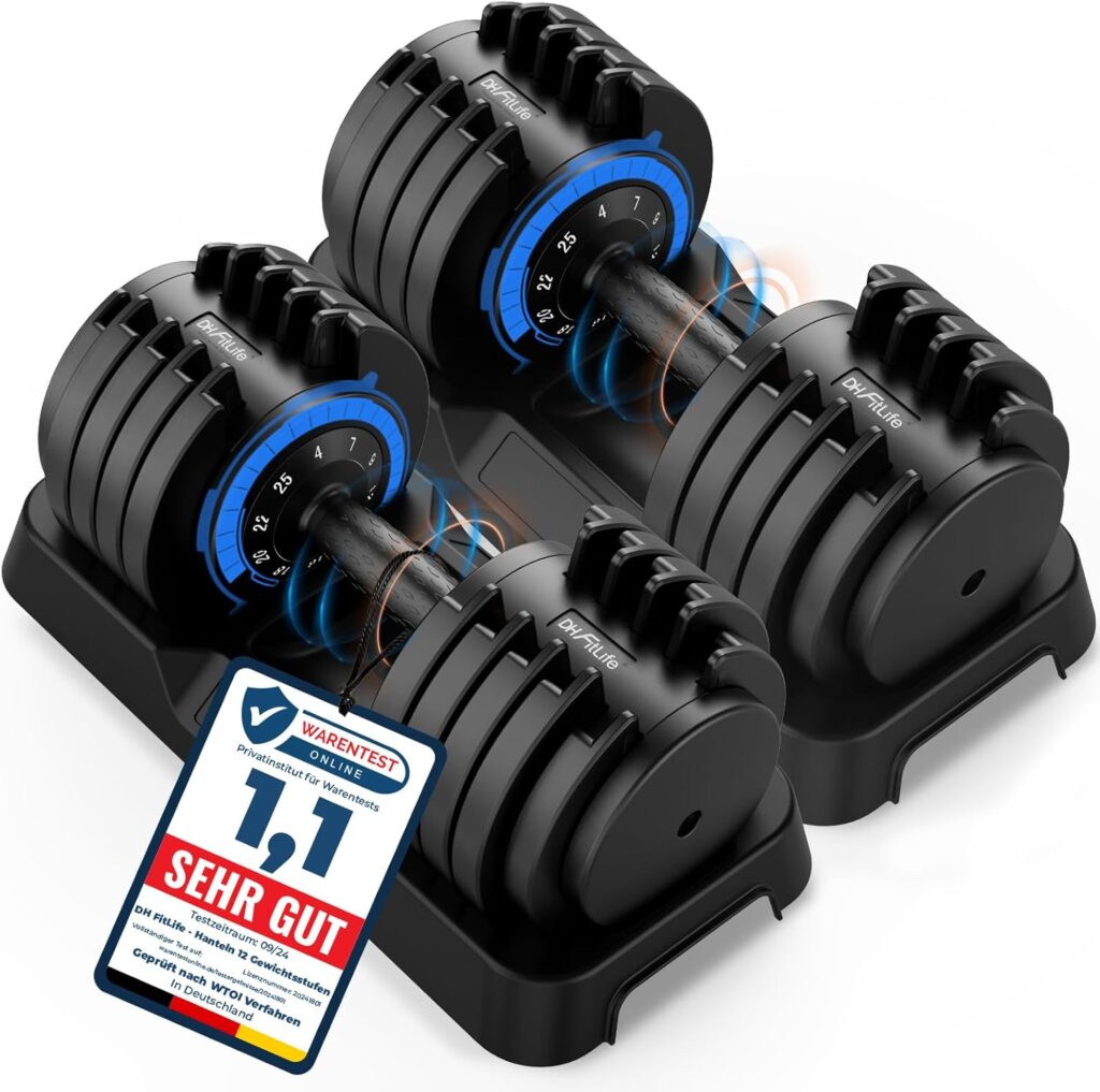 DH FitLife verstellbare Hanteln 25kg Kurzhantel Set Home Gym