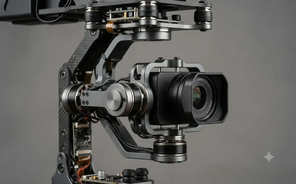 Gimbal-Kamera einer Drohne in Nahaufnahme