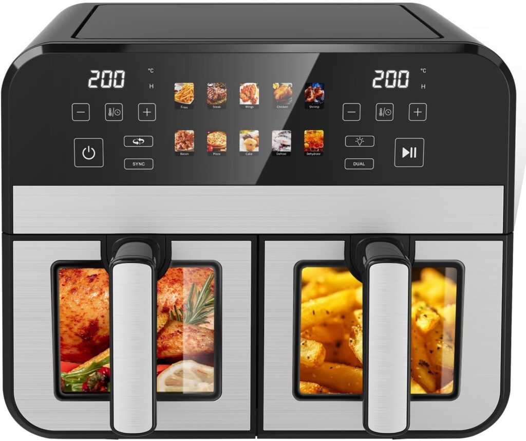 Dual Zone Airfryer 2026 10 Liter Heißluftfritteuse mit zwei Kammern und Touch Display