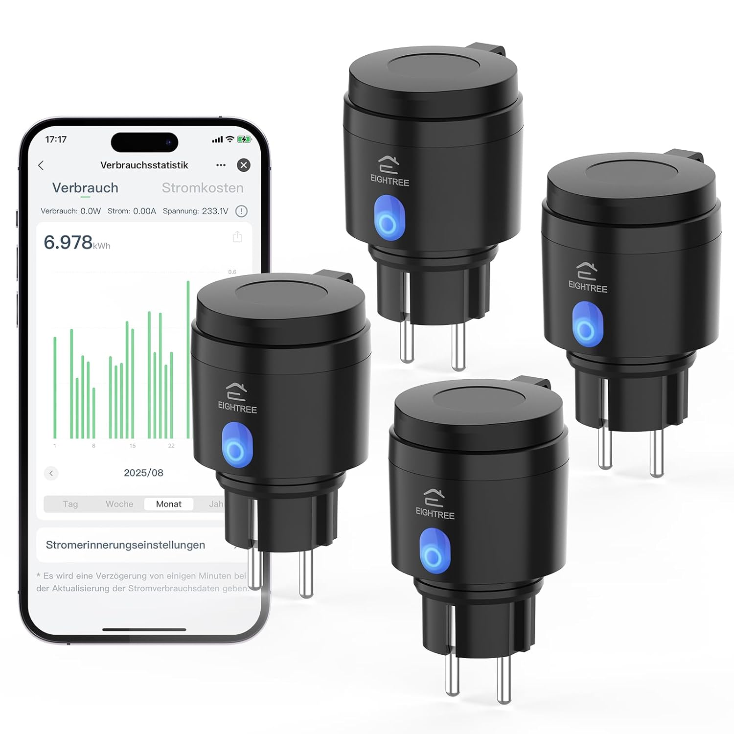 EIGHTREE WLAN Steckdose Outdoor 2026 IP44 wasserdicht mit Strommessung