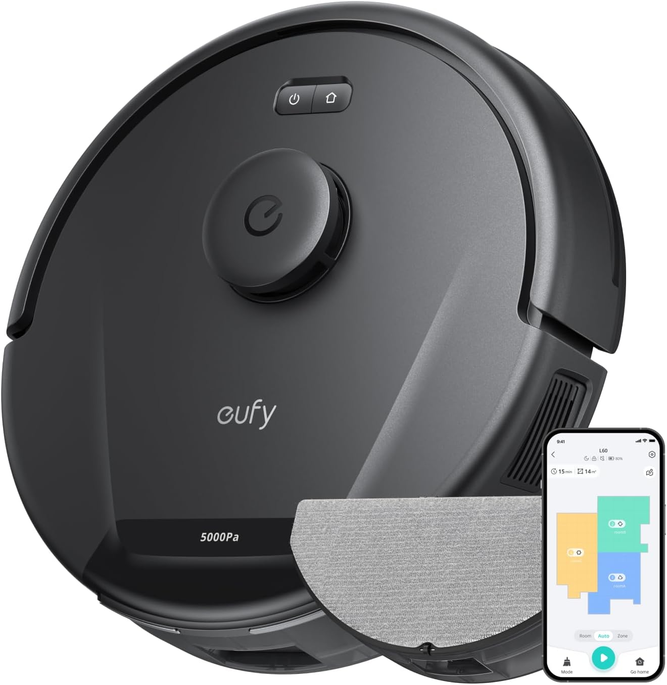 eufy L60 Saugroboter auf Ladestation in kleiner heller Wohnung