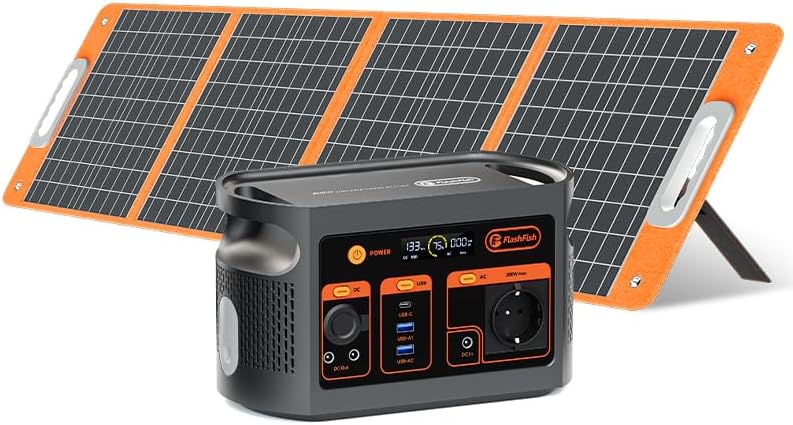 FlashFish E103 Powerstation mit Solarpanel im Set
