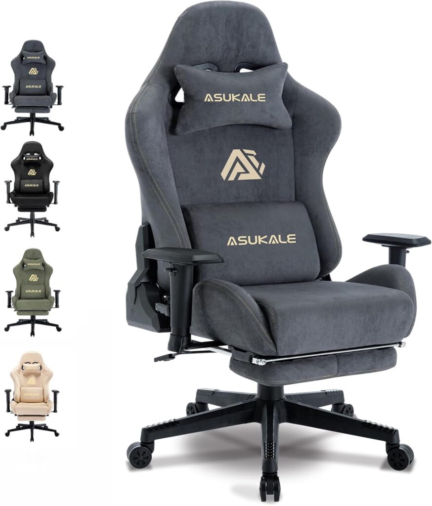 Gaming Stuhl Stoff 2026 ergonomisch mit Fußstütze und atmungsaktivem Bezug