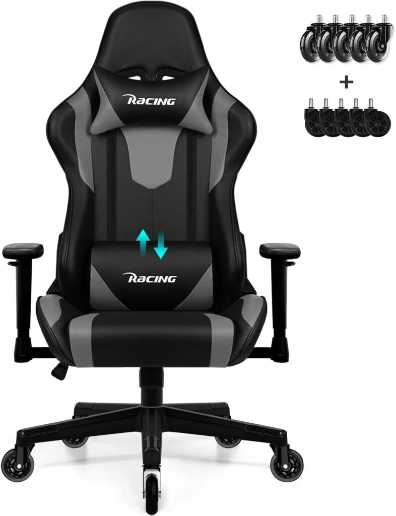 Homimaster Gaming Stuhl 2026 ergonomisch mit Lendenkissen und Kopfstütze