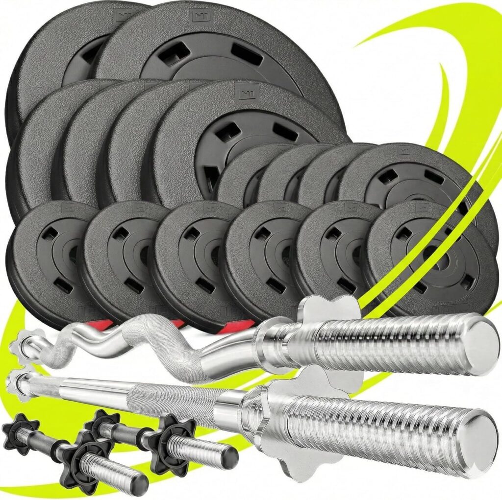 Hop-Sport Hantelset 75kg Langhantel SZ Stange Kurzhanteln