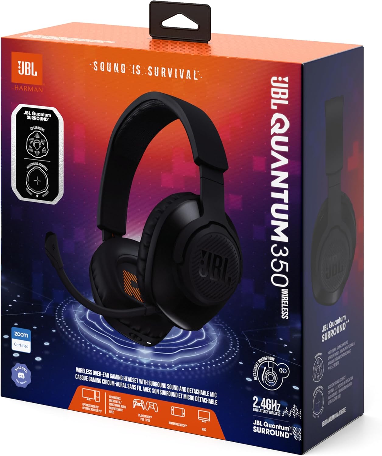 JBL Quantum 350 Wireless Gaming Headset schwarz mit abnehmbarem Boom Mikrofon