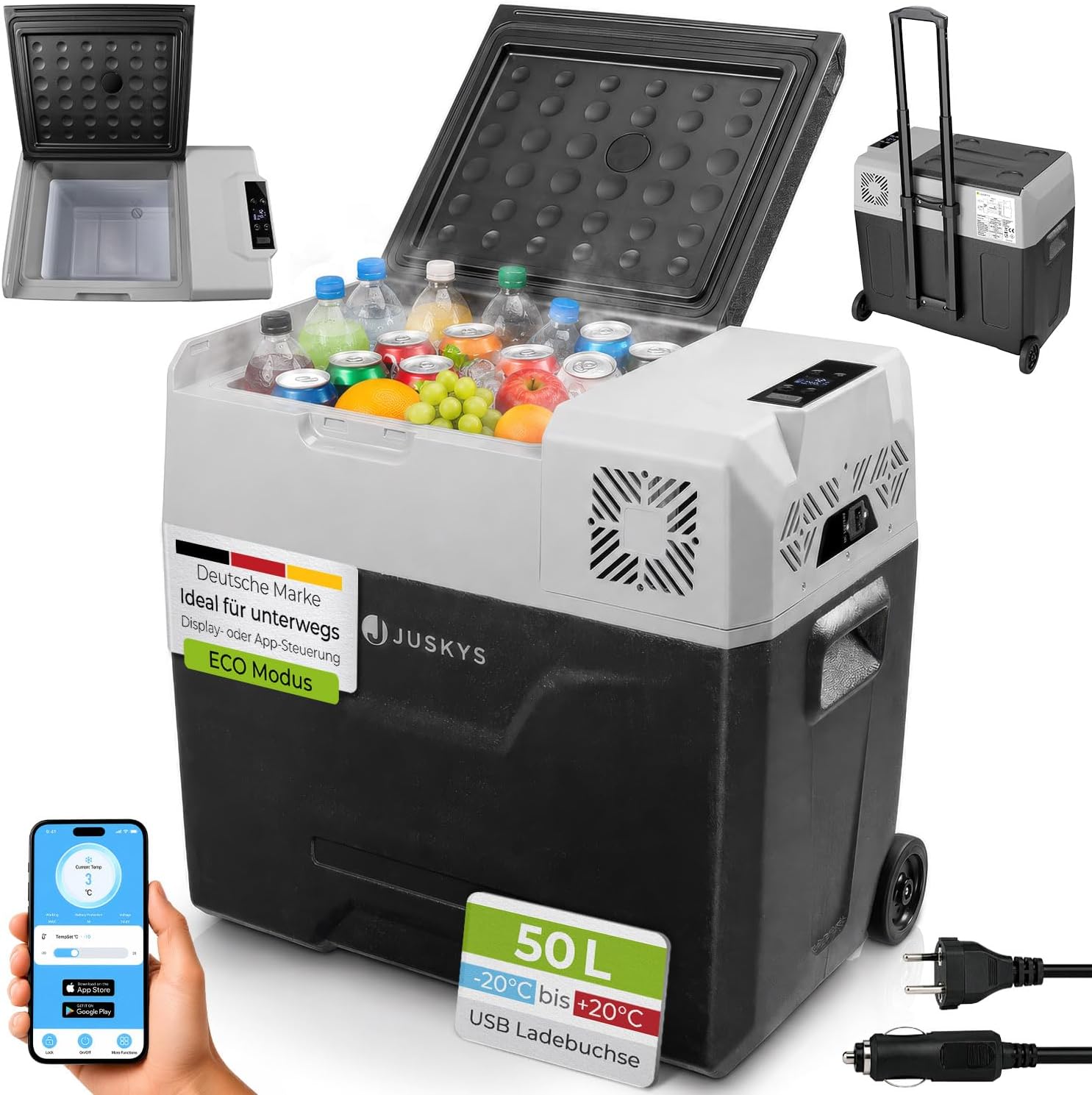 Juskys Kompressor Kühlbox 50 Liter für Camping und Reisemobil