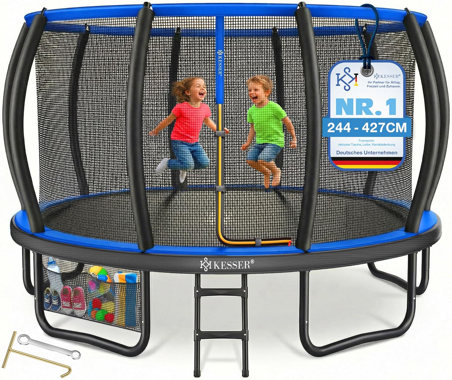 KESSER Trampolin Outdoor mit Aufbewahrungstasche im Garten