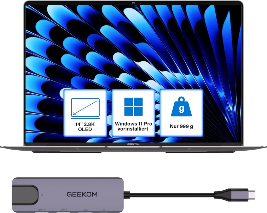 GEEKOM GeekBook X14 Pro KI Notebook 2026 ultraleicht mit OLED Display und 32GB RAM