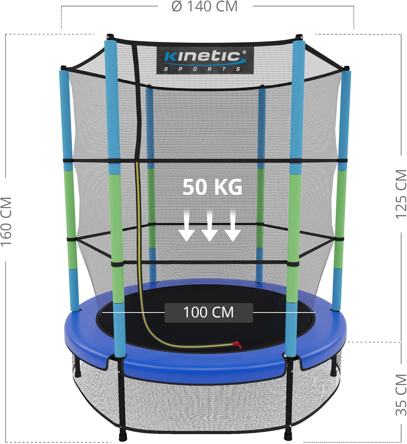 KINETIC SPORTS Kinder Trampolin 140 cm im Kinderzimmer