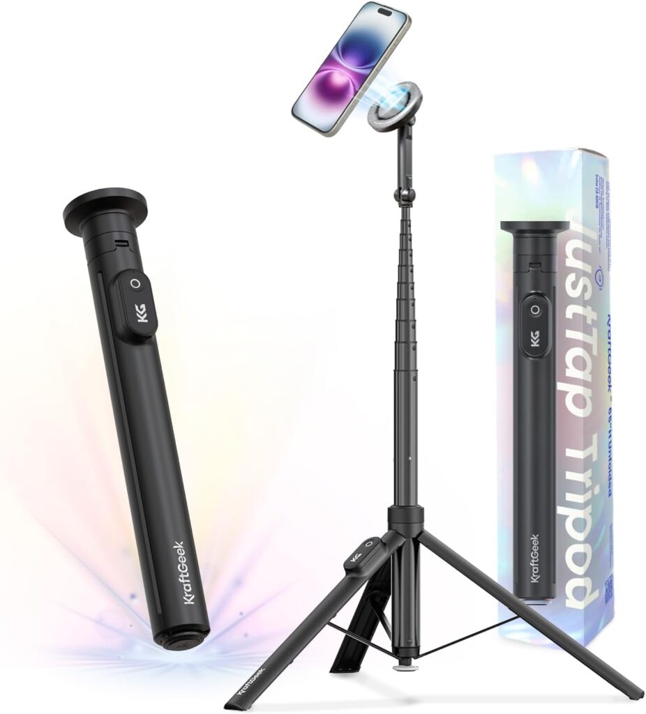 KraftGeek 168cm Smartphone Stativ 2026 mit MagSafe und Bluetooth Fernbedienung