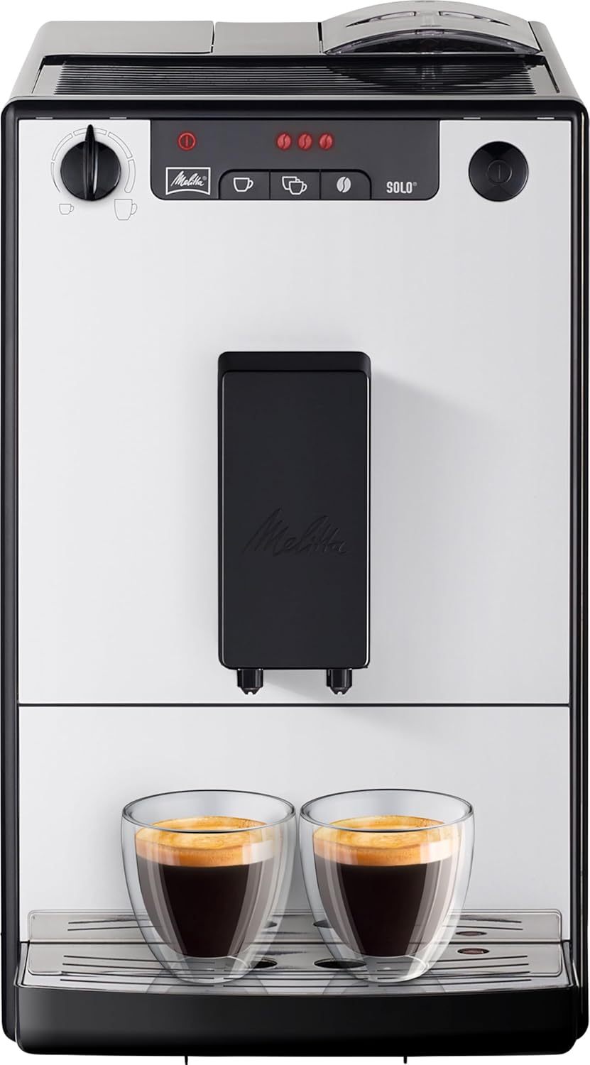 Melitta Solo Pure Silver, schmaler Kaffeevollautomat mit Direktbezugstasten