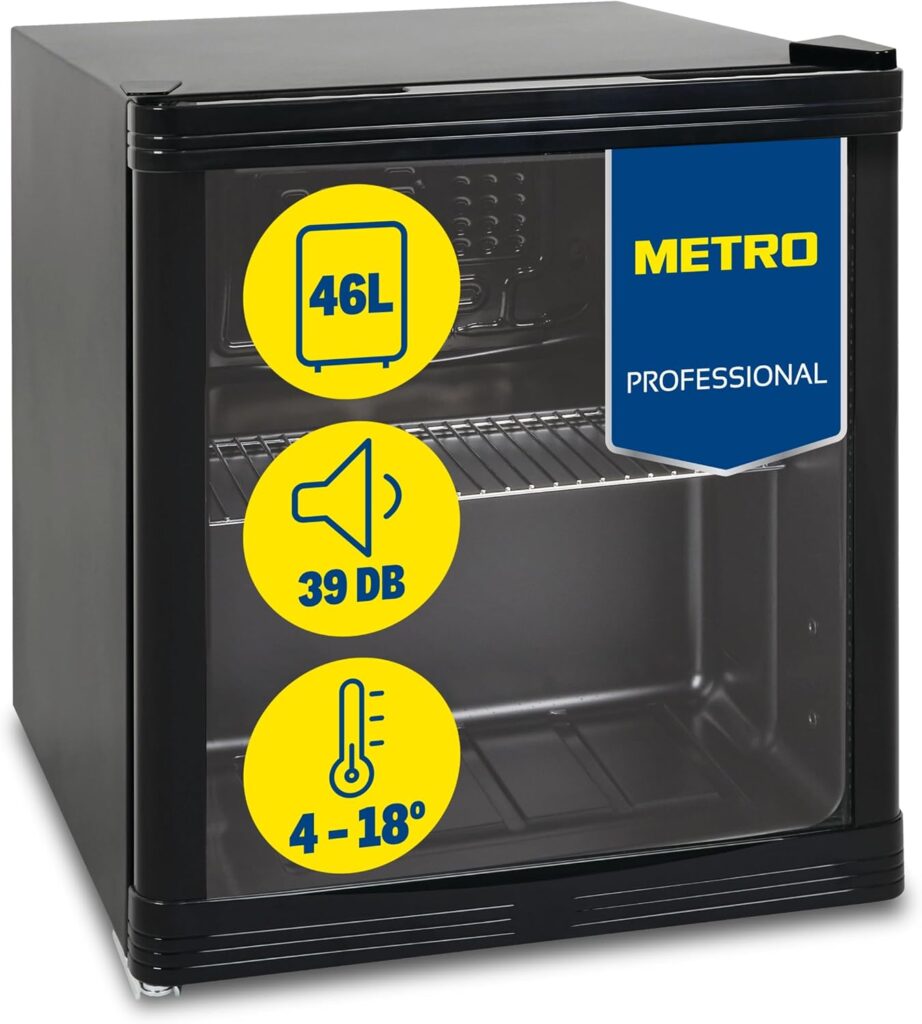 METRO Professional Mini Kühlschrank GPC1046 46L mit Glastür Edelstahl