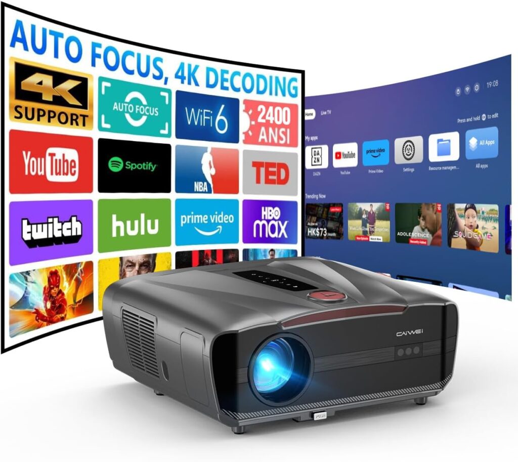 Mini Beamer 2026 mit 2400 ANSI Lumen 4K HDR und Autofokus für Heimkino
