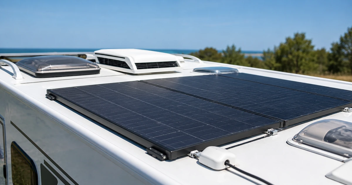 Mobile Solaranlage fest montiert auf dem Wohnmobildach