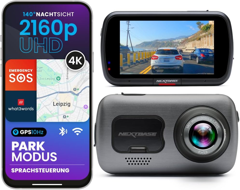 Nextbase 622GW Dashcam 4K mit 140 Grad Weitwinkel und Nachtsicht für sichere Aufnahmen im Auto