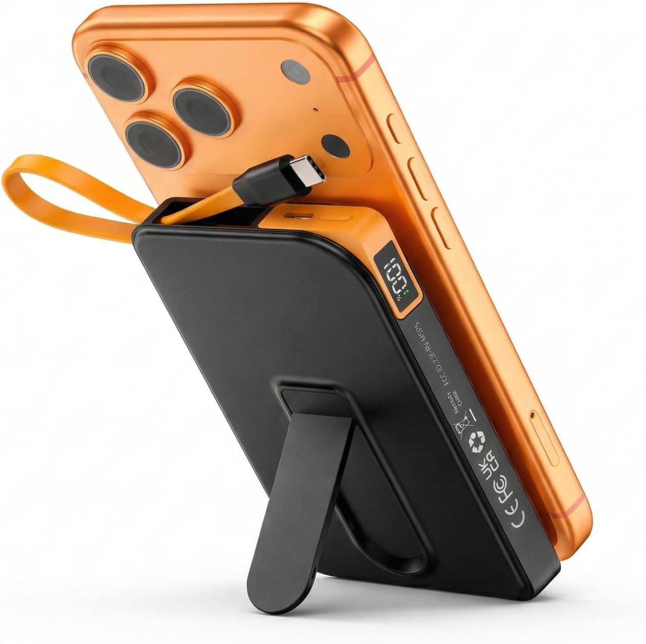 Ntaanoo MagSafe Powerbank magnetisch am iPhone mit Ständerfunktion
