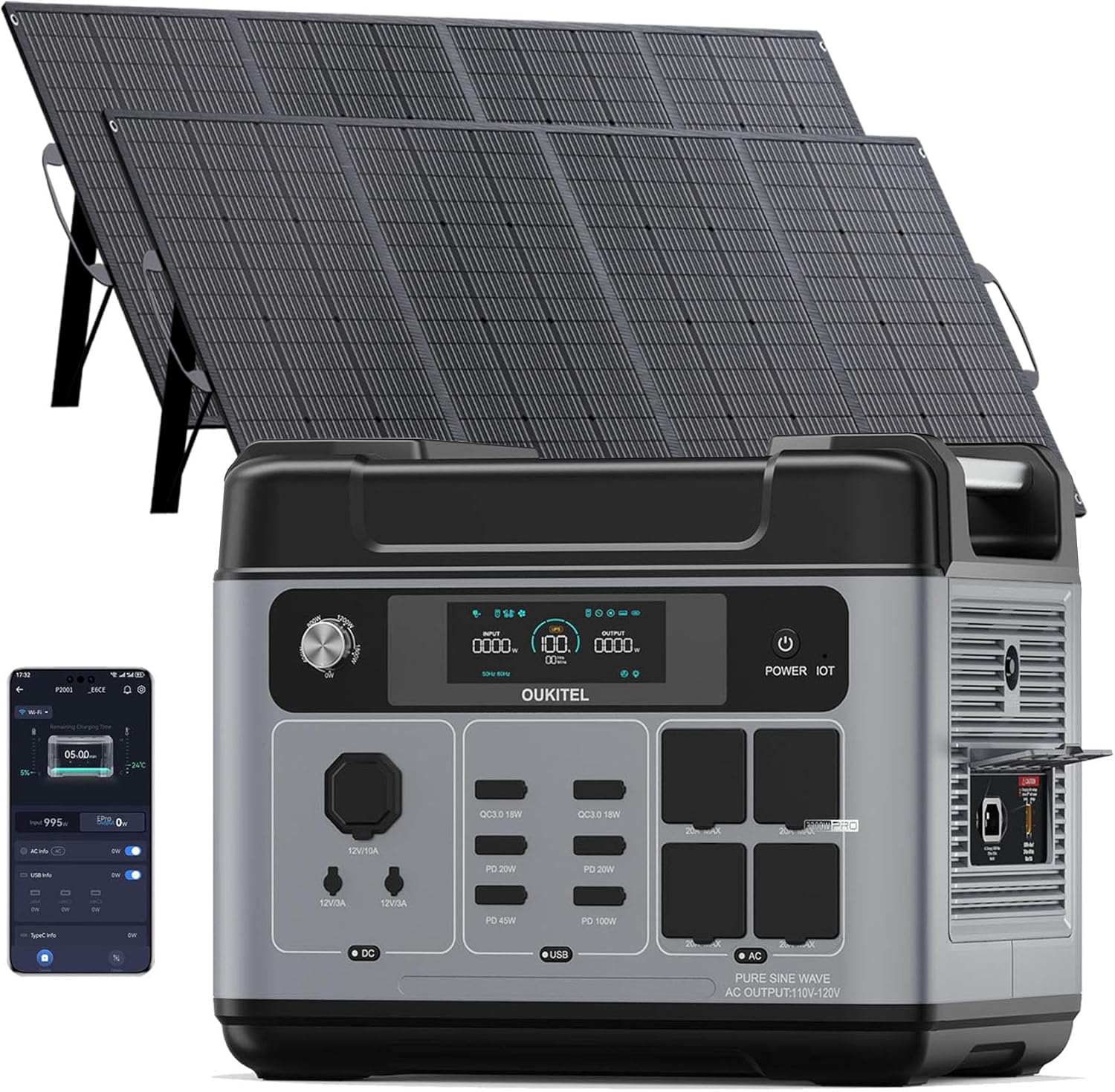 OUKITEL P2001E Pro mit zwei 200W Solarmodulen