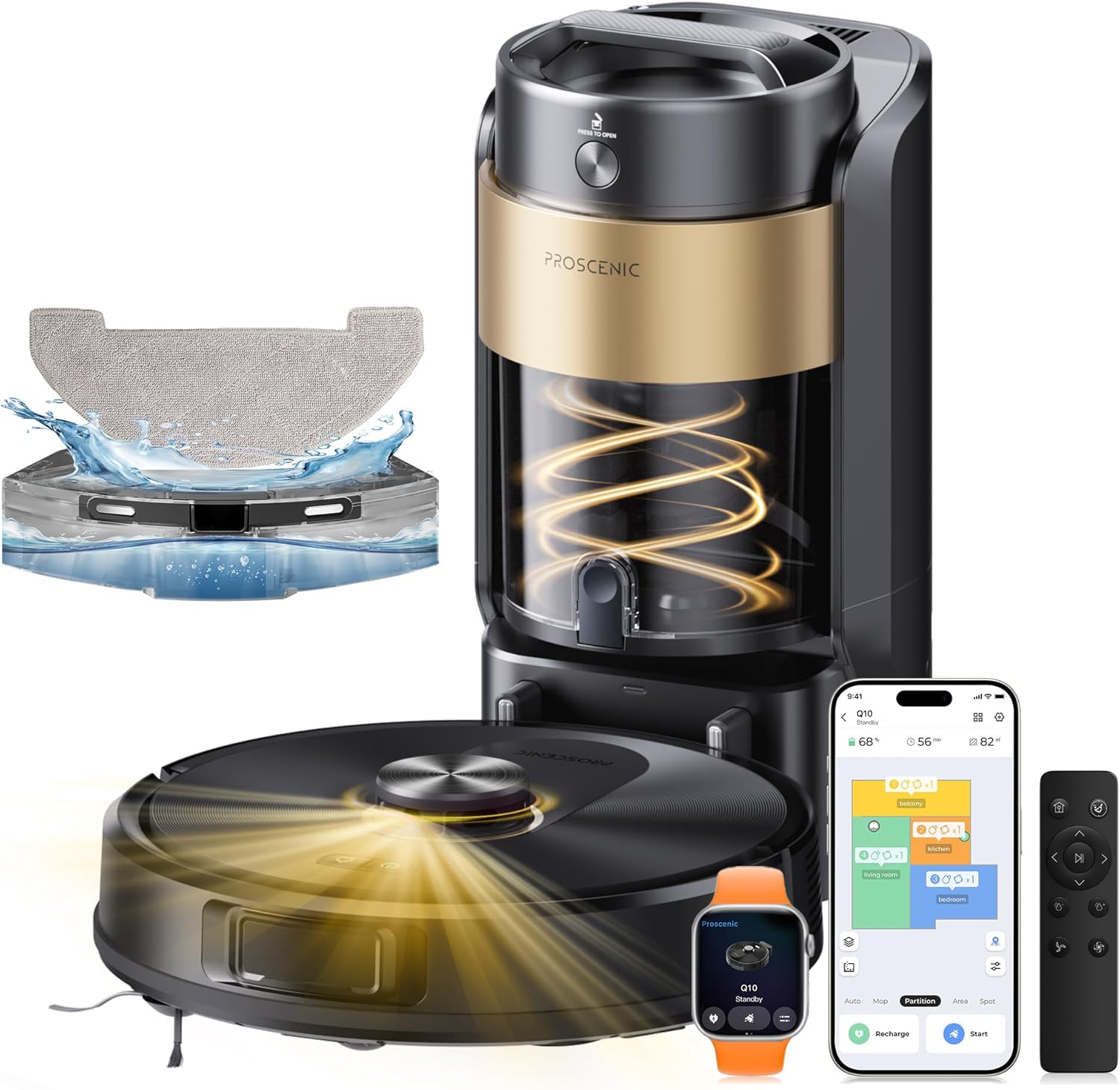 Proscenic Q20Plus Saugroboter schwarz mit beutelloser Entleerungsstation