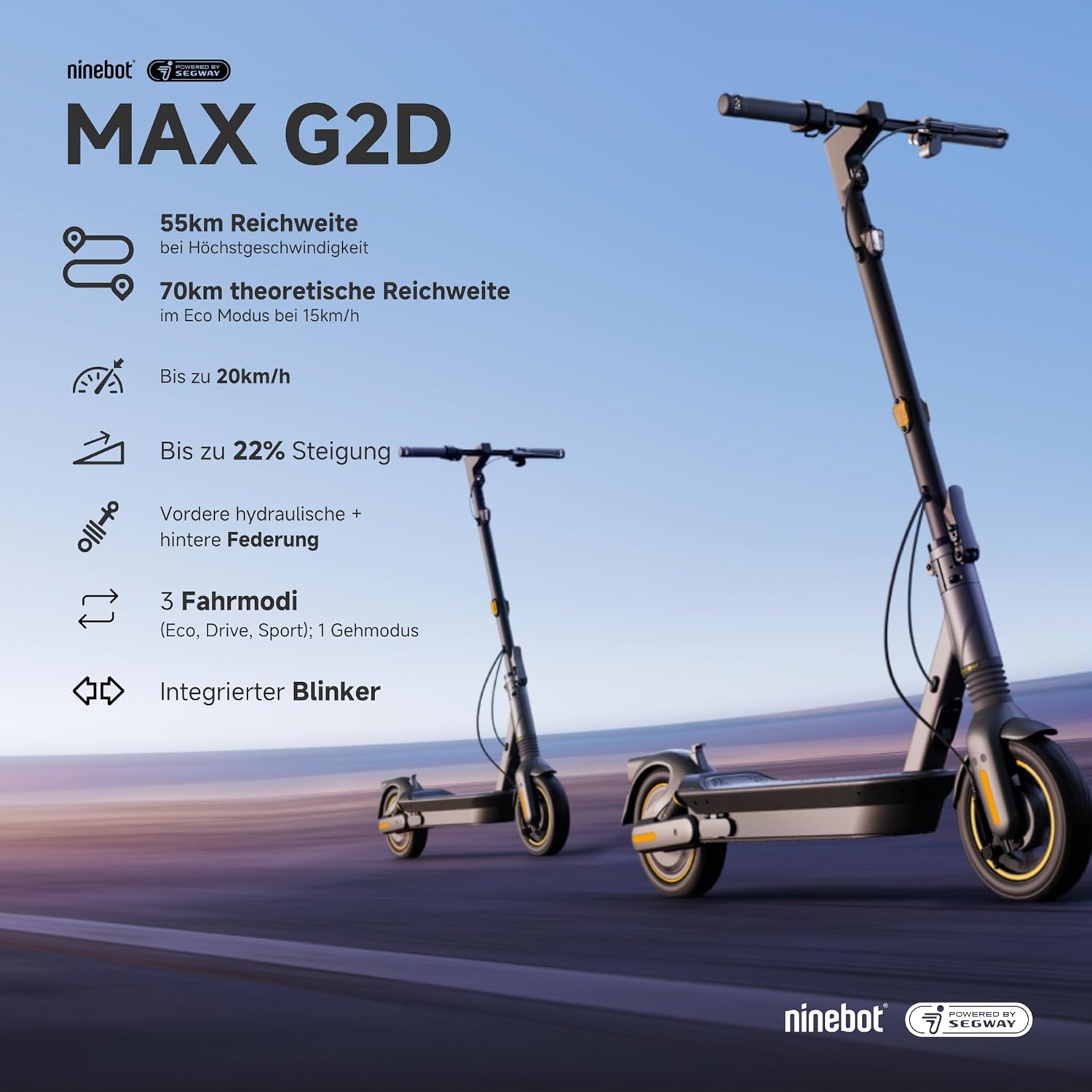 Segway Ninebot MAX G2 D E Scooter 2026 mit 70 km Reichweite für Pendler