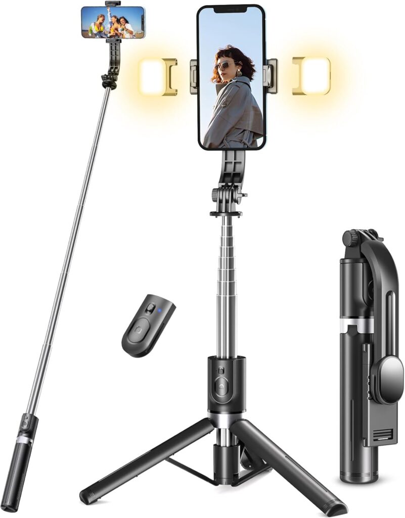 Selfie Stick Stativ 2026 mit Fülllicht und Bluetooth Fernbedienung für Smartphone