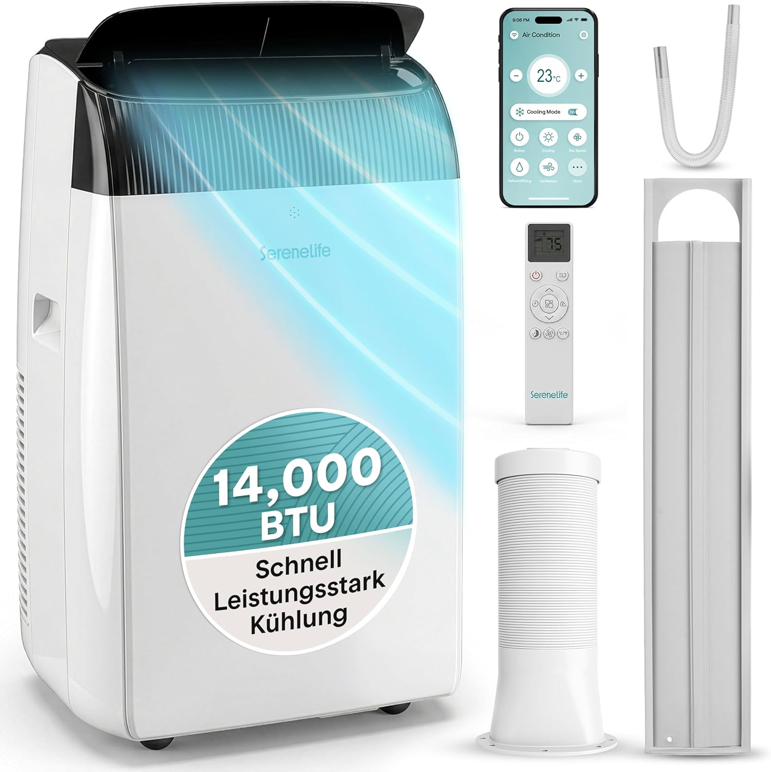 SereneLife mobile Klimaanlage 14000 BTU mit WLAN-Steuerung