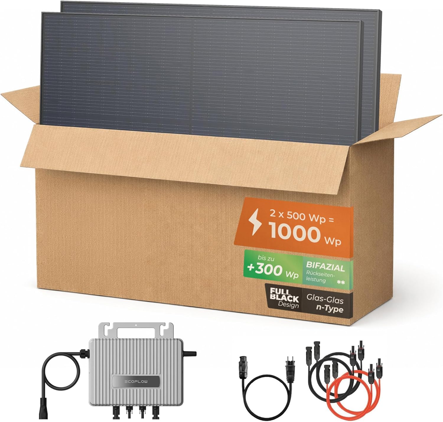 Solarway Balkonkraftwerk 1000Wp mit bifazialen Solarmodulen