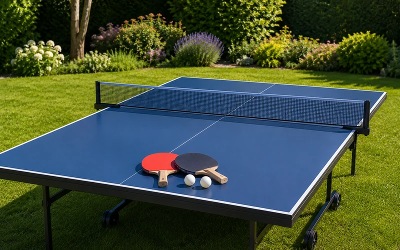 Tischtennisplatte im Garten für den Familienspaß
