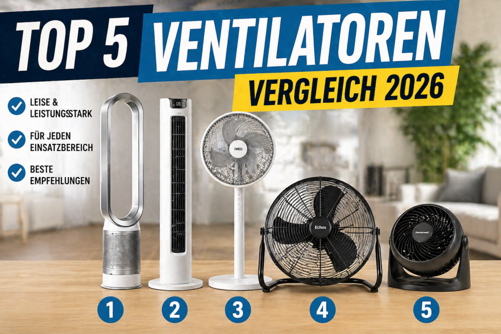 Top 5 Ventilatoren 2026 Vergleich Turmventilator Standventilator Bestseller Modelle