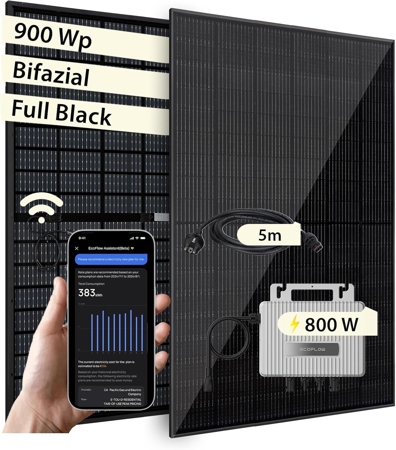 VALE Balkonkraftwerk Bifazial 900 Wp in Full Black