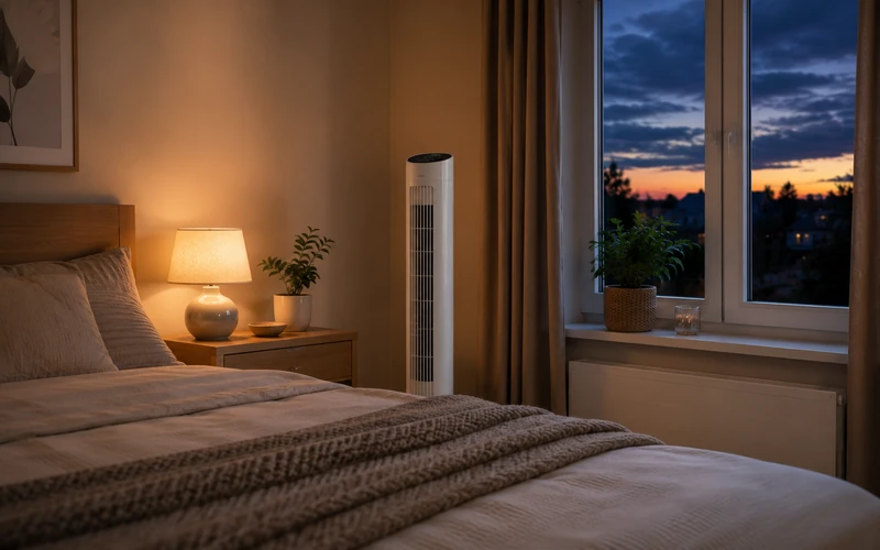 Ventilator im Schlafzimmer als schnelle Abkühlung