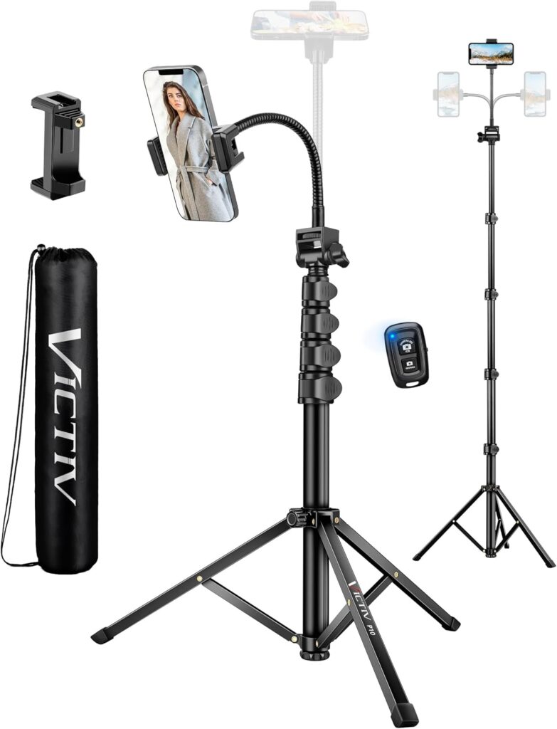 Victiv 197cm Smartphone Stativ 2026 mit Overhead Funktion und Schwanenhals