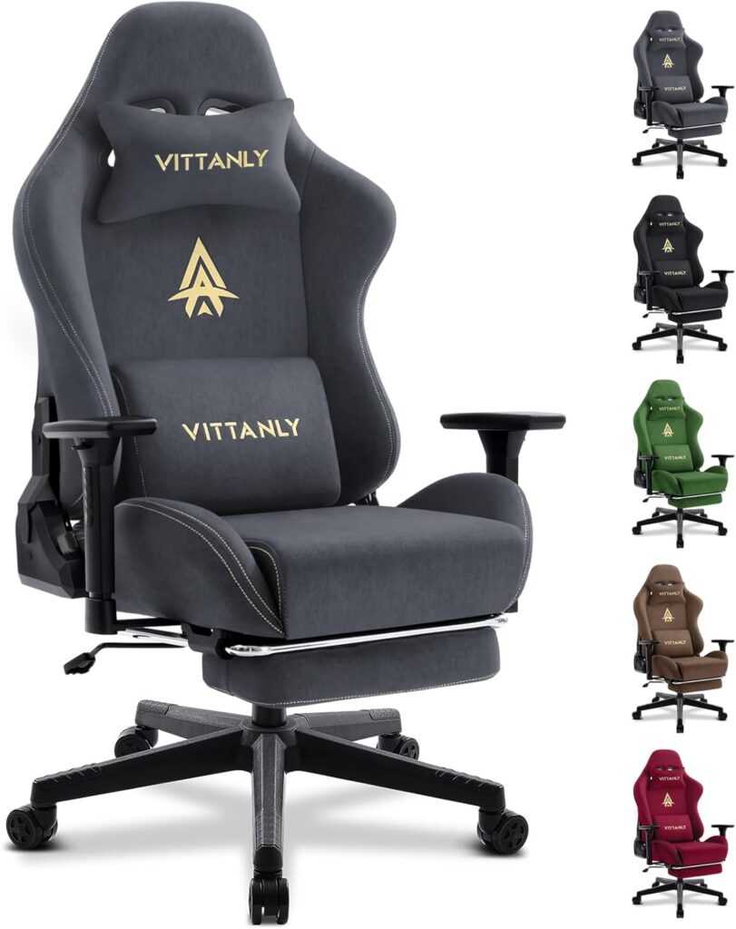 Vittanly Gaming Stuhl 2026 ergonomisch mit 3D Armlehnen und Fußstütze