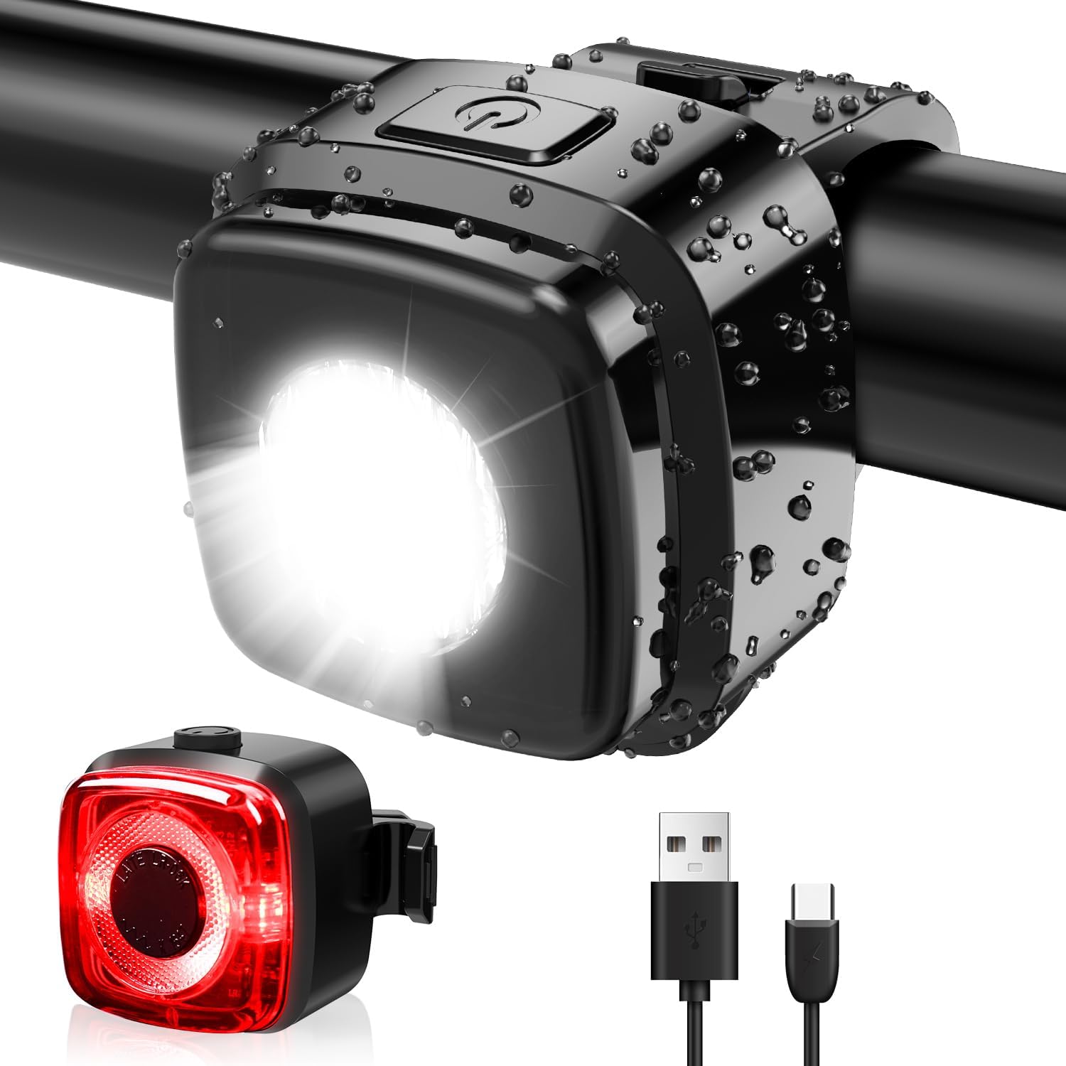 Antimi Fahrradleuchten Set mit Frontlicht und Rücklicht Antimi Fahrradleuchten Set mit USB Typ C und StVZO Zulassung für Alltag und Stadtfahrten