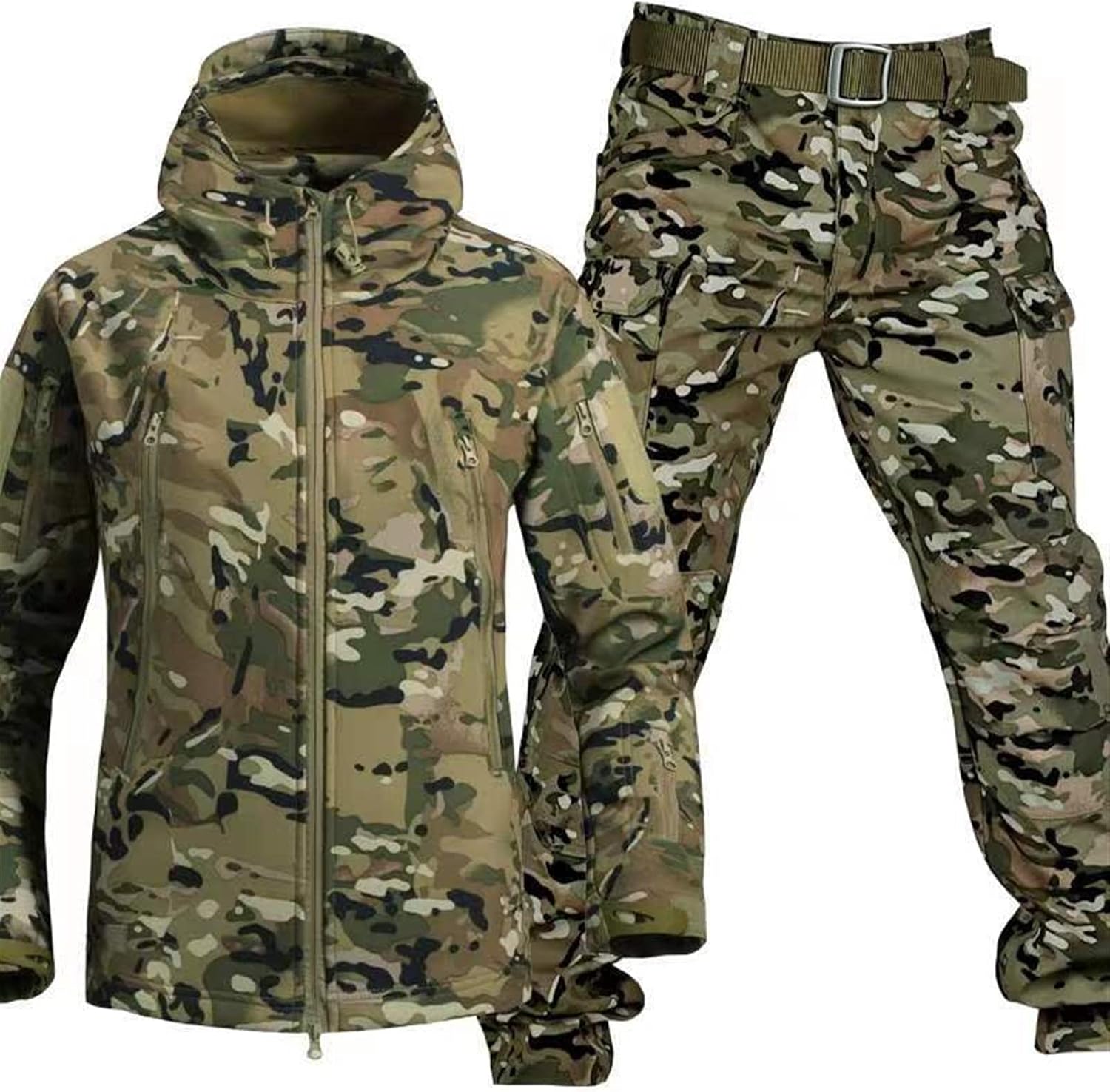 Camouflage Outdoor Anzug für Herren mit taktischer Jacke und Hose für Wald und Outdoor Touren