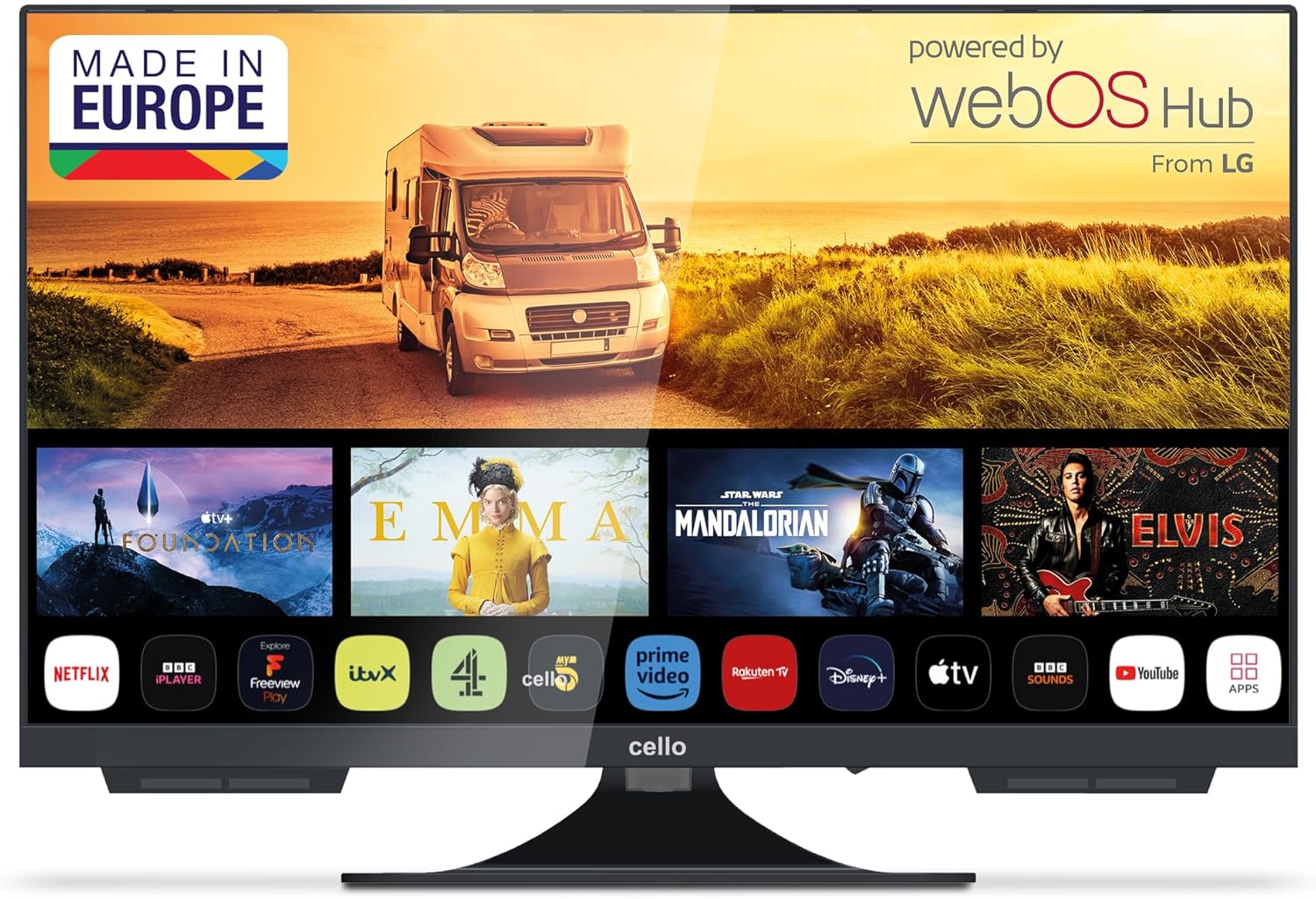 Cello 24 Zoll Smart Camping Fernseher mit Netflix und 12V Betrieb für Wohnmobil