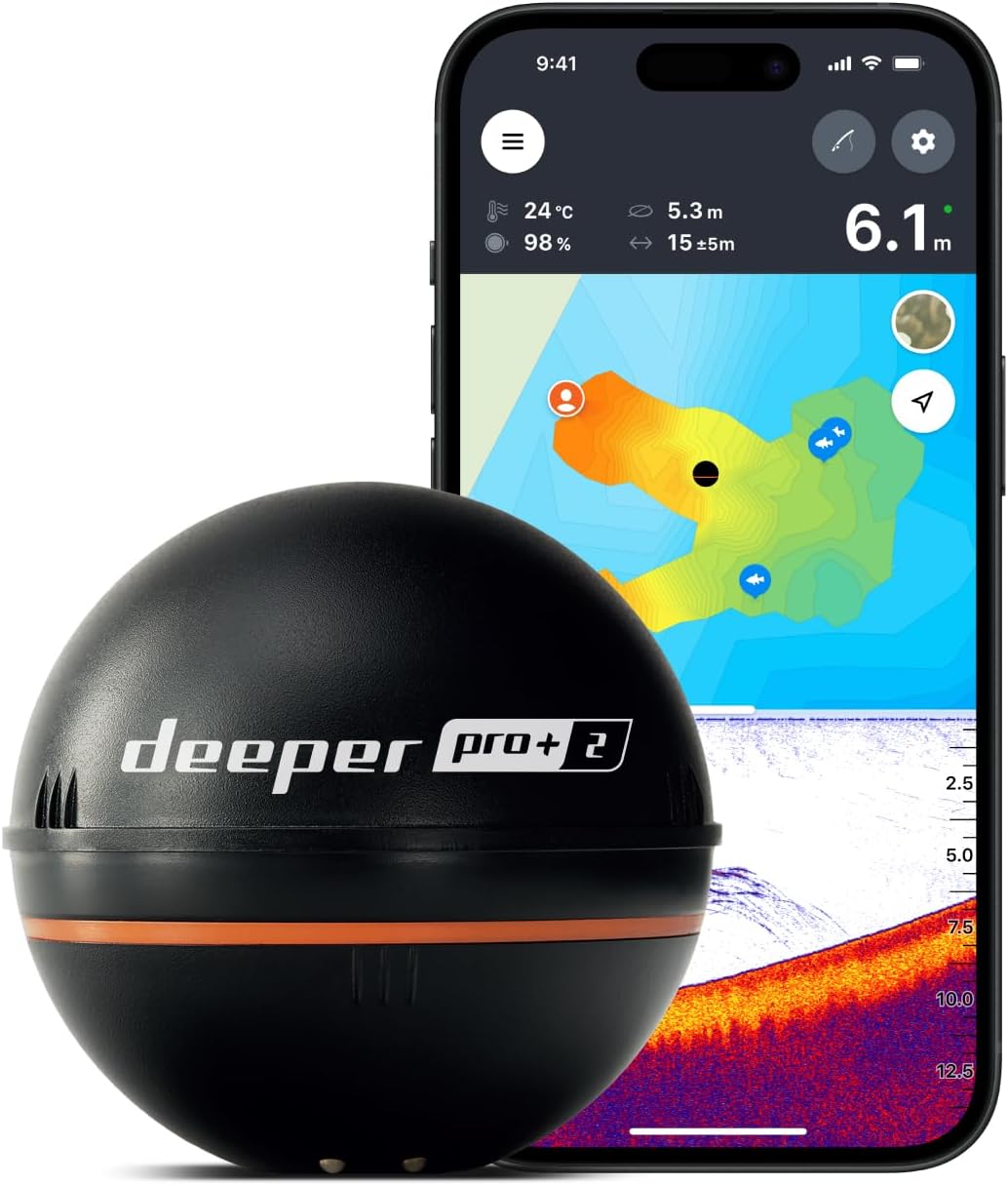 Deeper Smart Sonar Pro Plus 2 Fischfinder beim Angeln vom Kajak