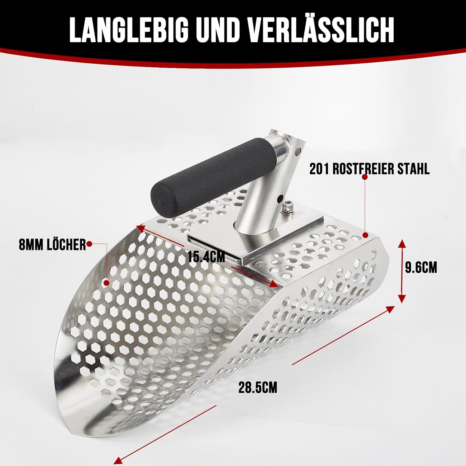 Robuste Edelstahl Sandsieb-Schaufel für Schatzsuche am Strand