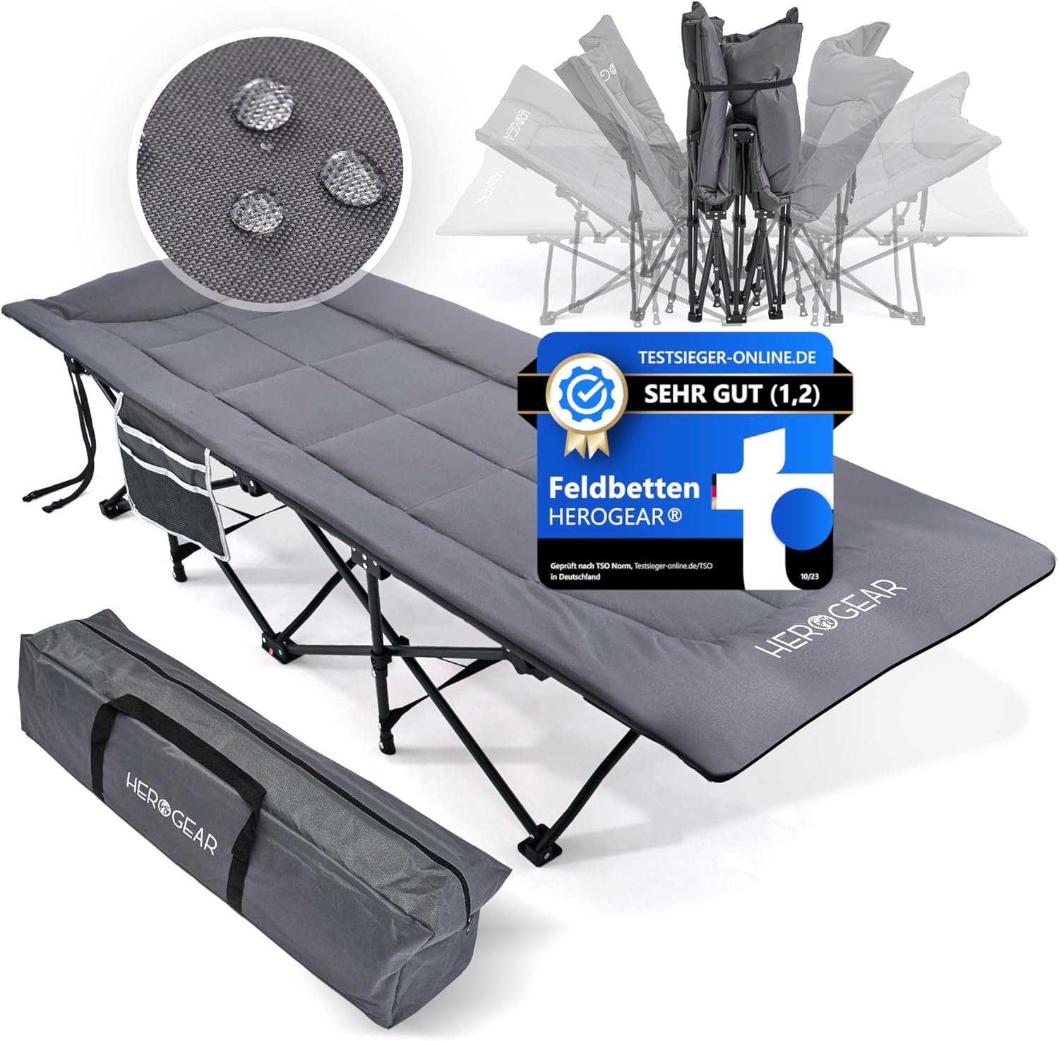 Klappbares Camping Feldbett mit Matratze und Kissen für entspannte Outdoor Nächte Feldbett klappbar mit Baumwollfüllung und integrierter Matratze für Camping