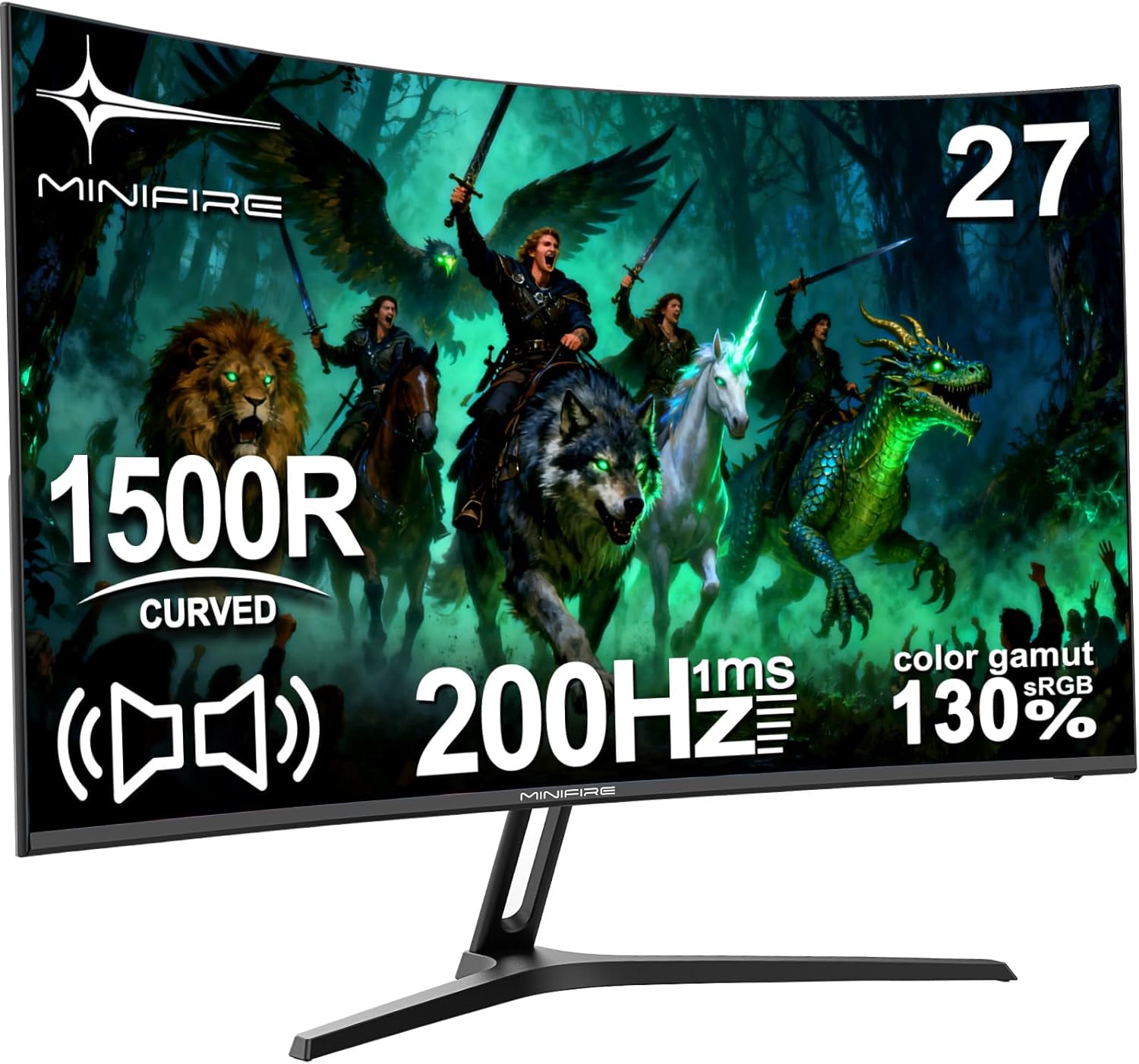 Minifire Gaming Monitor 27 Zoll Curved 200Hz Full HD im Gaming Setup