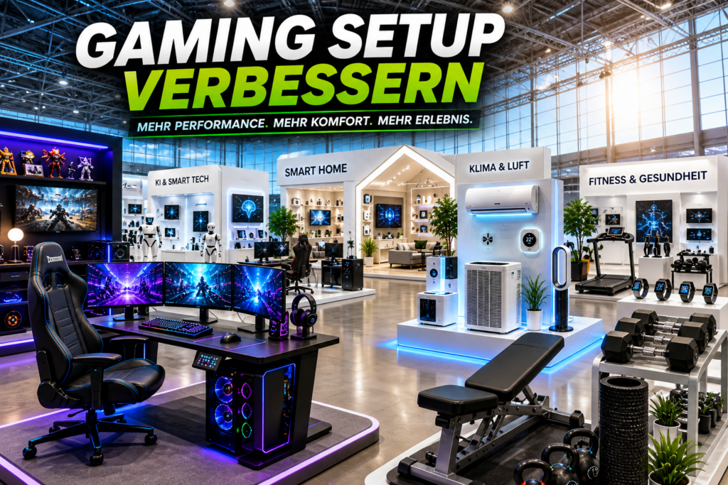 Gaming Setup verbessern 2026 mit RGB Beleuchtung, Smart Home, KI Technik und Fitnessbereich