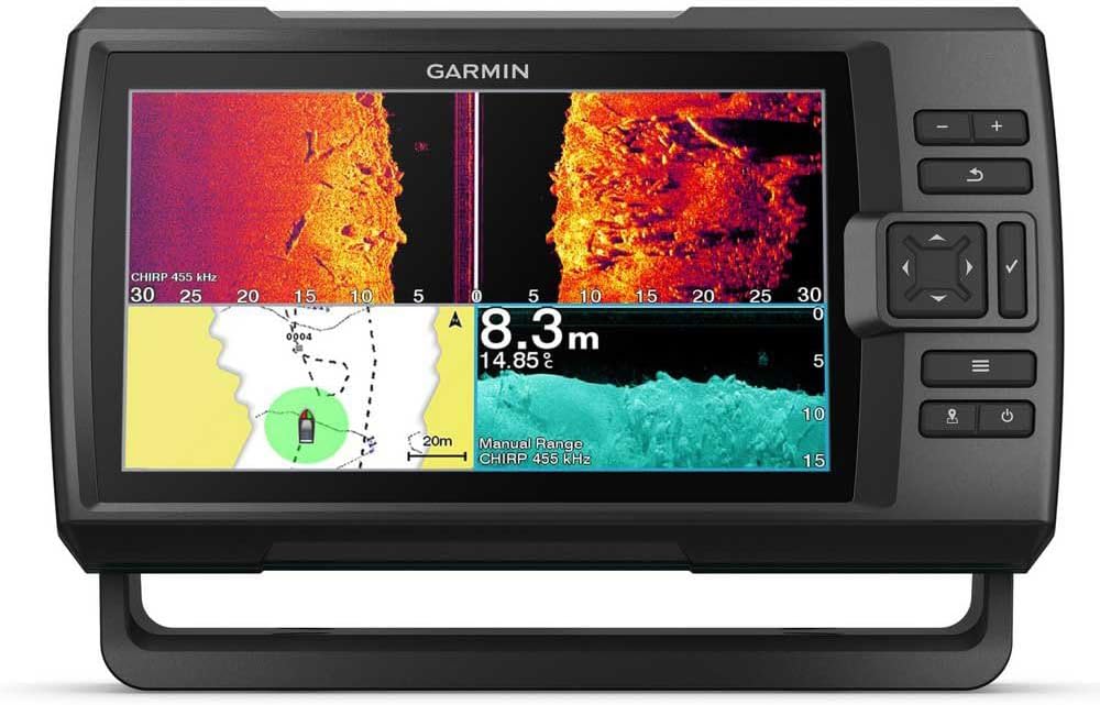 Garmin Striker Vivid 9sv Fischfinder und Echolot auf einem Angelboot