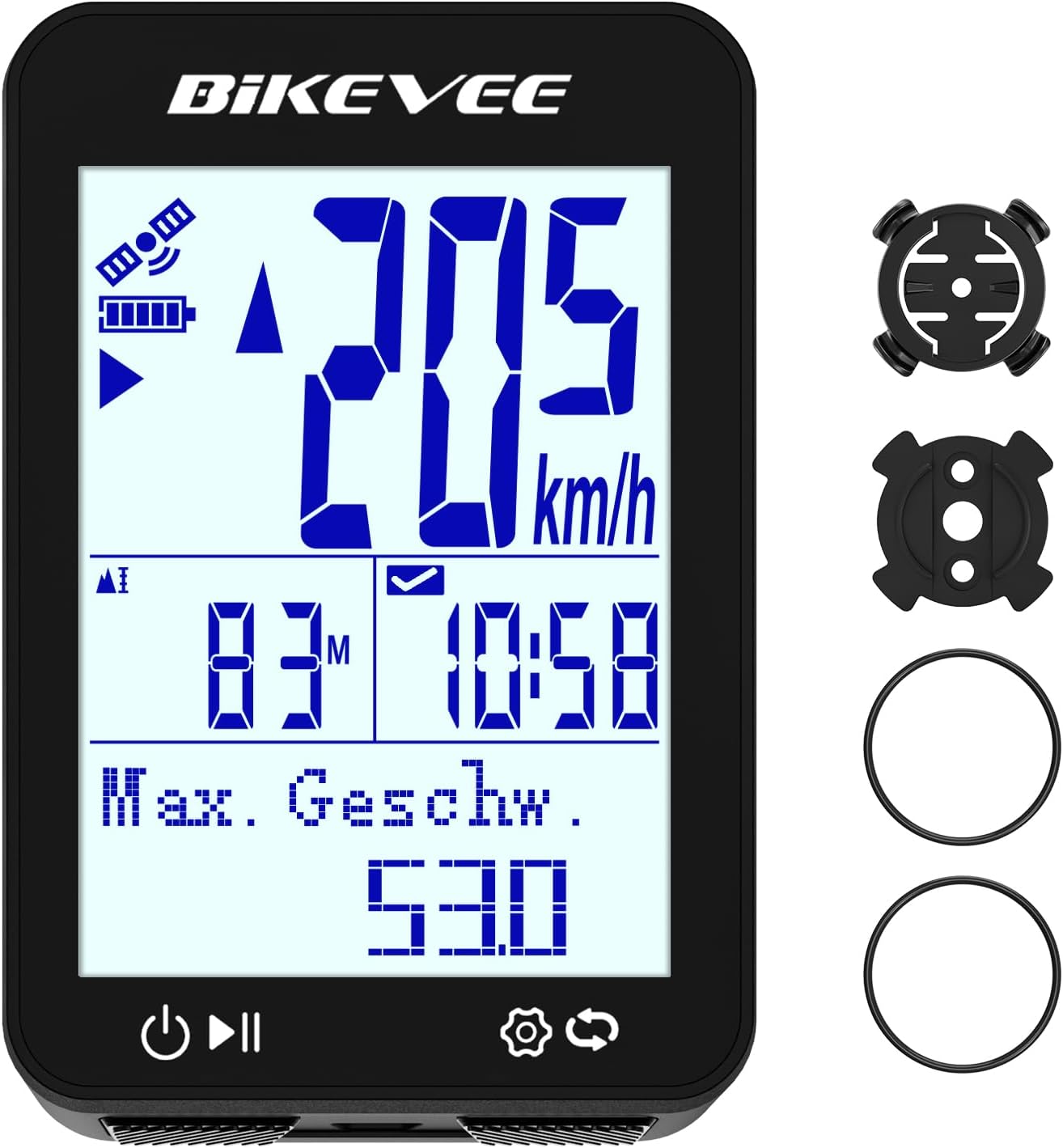 Kabelloser GPS Fahrradcomputer mit großem Display und wasserdichtem Gehäuse