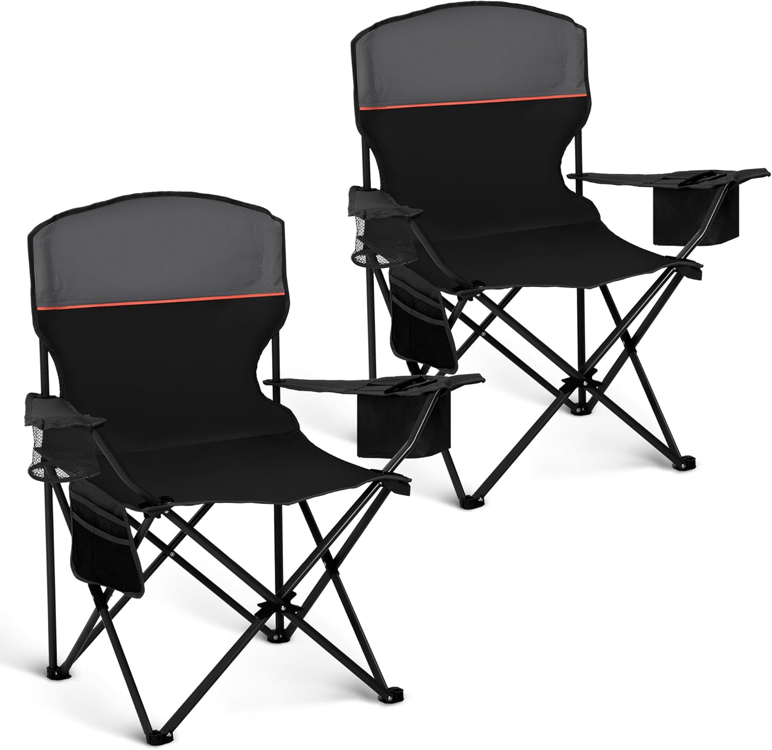HIGH POINT SPORTS Campingstuhl 2er Set mit Getränkehaltern für Camping und Outdoor Reisen