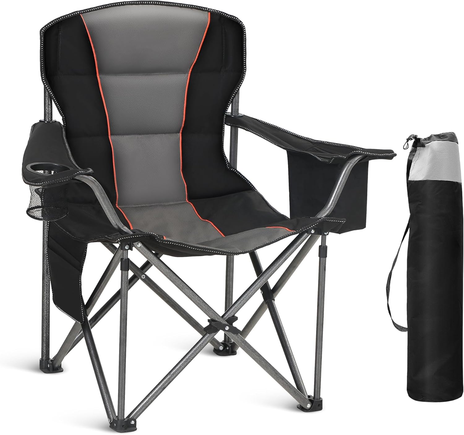 HIGH POINT SPORTS Campingstuhl XXL mit gepolsterter Rückenlehne für Camping und Outdoor Reisen